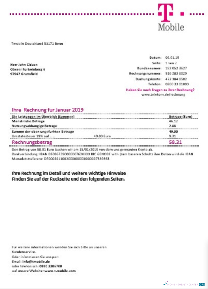 download download Germany T Mobile utility bill